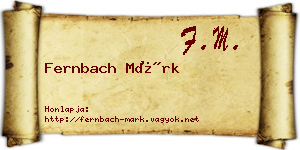 Fernbach Márk névjegykártya